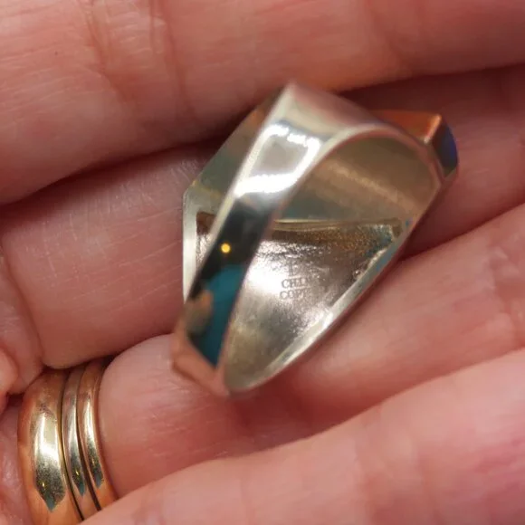 Jay King Desert Rose Trading Lapis Sterling Silver Copper Ring Size 10 - Picture 7 of 8